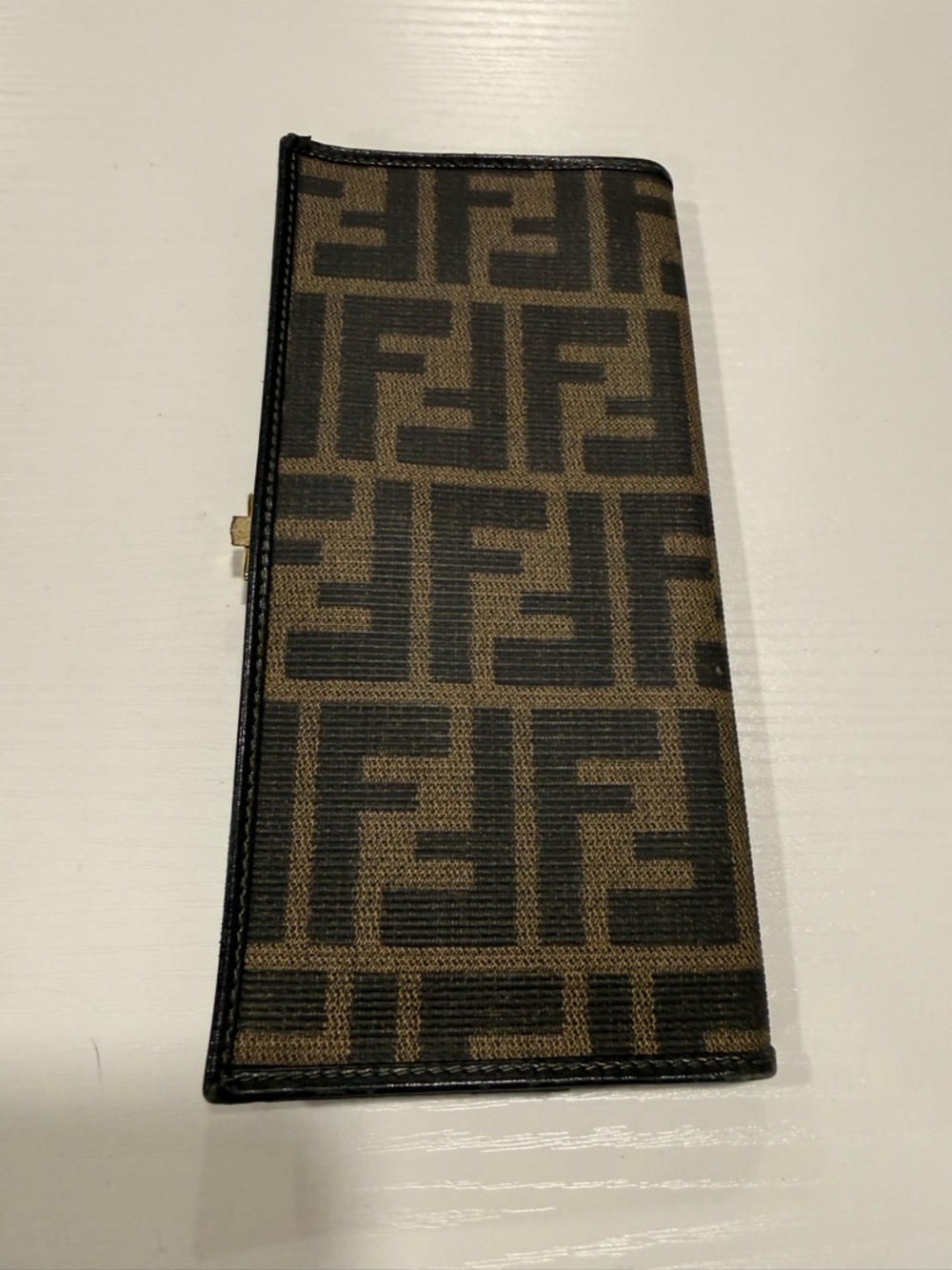 Fendi Brown and Black Zucca Continental Wallet with Gold Accent - Picture 2 of 9